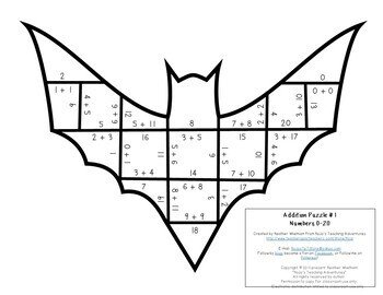 ADDITION Bat Math Worksheet Alternative | FUN Stellaluna ...