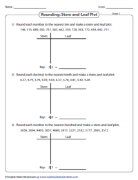 Stem and Leaf Plot Worksheets