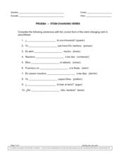 Prueba: Stem-Changing Verbs Worksheet for 8th - 9th Grade | Lesson ...