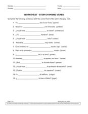 Worksheet- Stem Changing Verbs Worksheet for 8th - 9th Grade ...