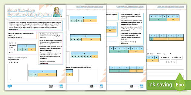 ? Y6 Maths Solve Two-Step Equations Using Algebra Activity