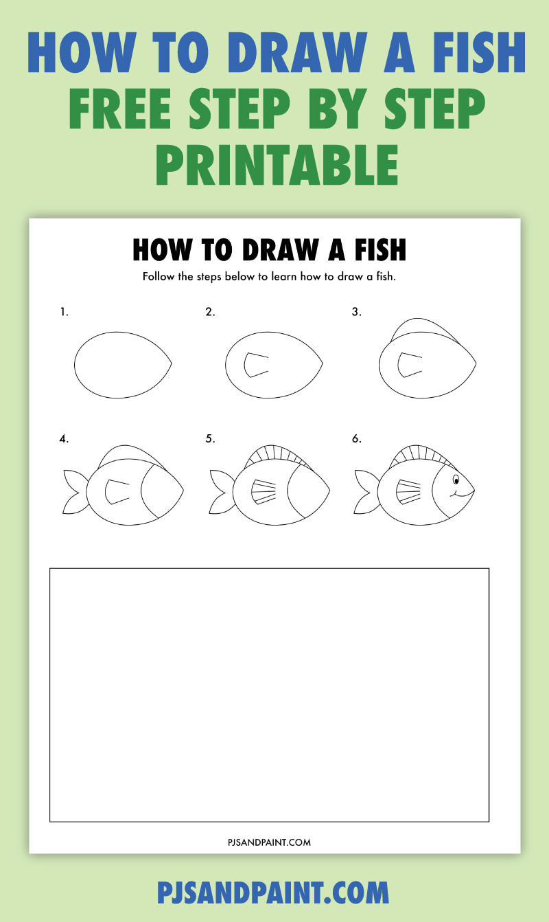 How to draw a fish for kids - Free Printable Step by Step Worksheet