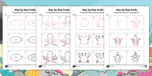 Starry-Eyed Stan Step by Step Drawing Animals Worksheets