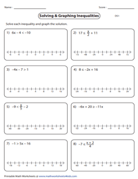 step one and two step inequalities worksheet 7th grade