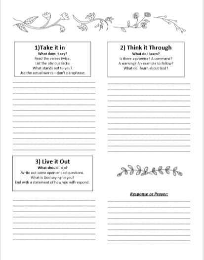 3 Step Bible Study Worksheet - Inspired and Refreshed Blog
