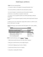 stimulus and response worksheet