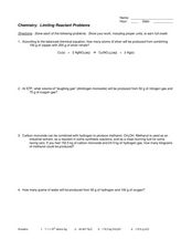 Limiting Reactants Lesson Plans &  Worksheets Reviewed by Teachers