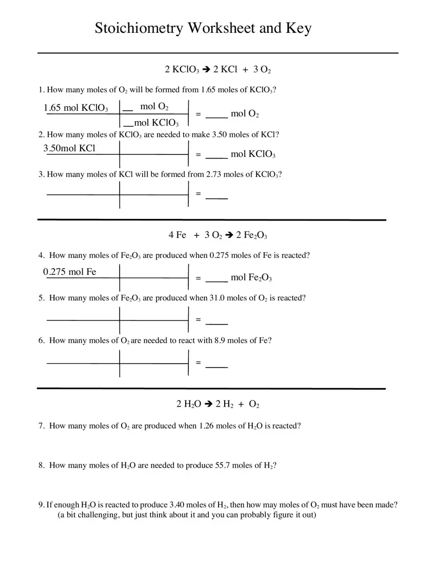 Stoichiometry Worksheet ≡ Fill Out Printable PDF Forms Online