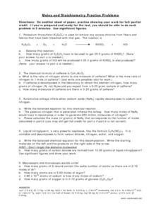 stoichiometry practice worksheet