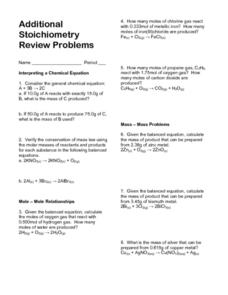stoichiometry review worksheet