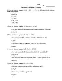 Stoichiometry Worksheet #1 Answers | Lecture notes Stoichiometry ...