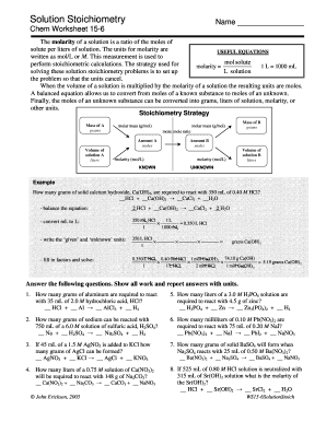 Solution Stoichiometry Worksheet - Fill and Sign Printable ...