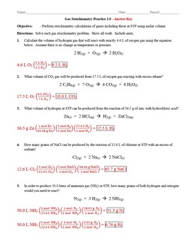 stoichiometry worksheet answers with work