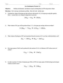 Practice - Gas Stoichiometry Worksheet 1.0