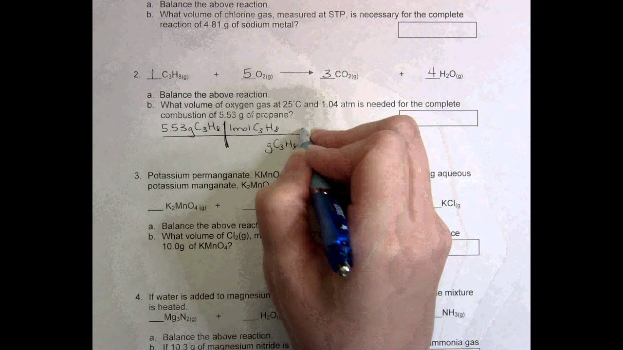 Gas Law Stoichiometry Worksheet