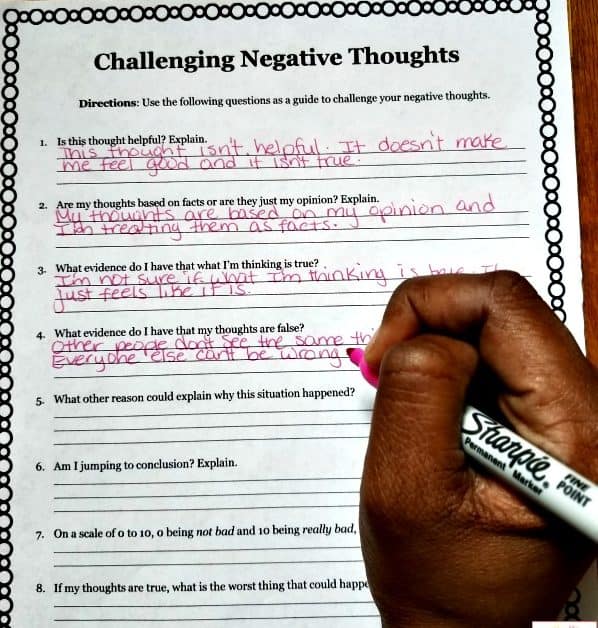 Challenging Negative Thoughts Worksheets & Example | Free PDF Download ...