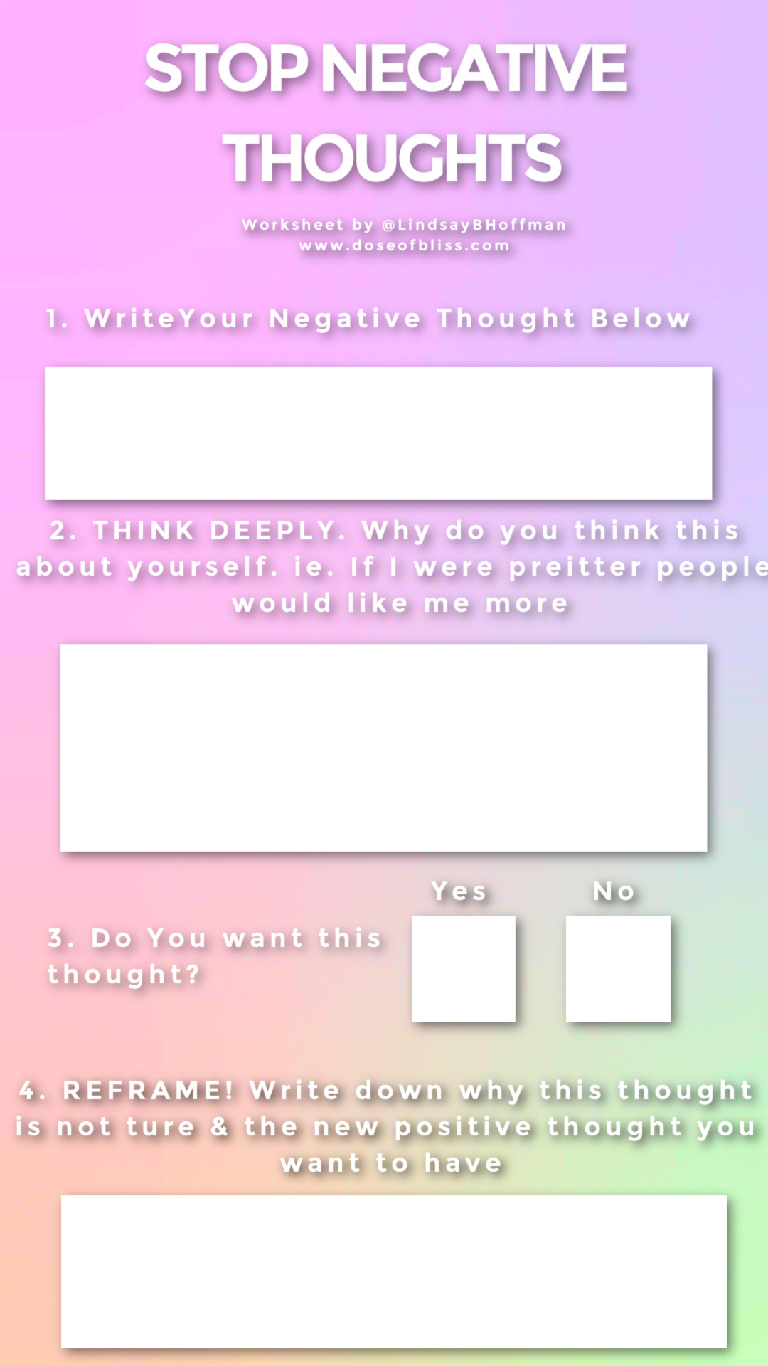motivational worksheet - Dose of Bliss
