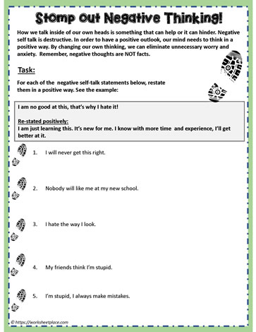 Negative Thinking Activity Worksheets - Worksheets Library