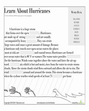 Learn About Hurricanes | Interactive Worksheet 