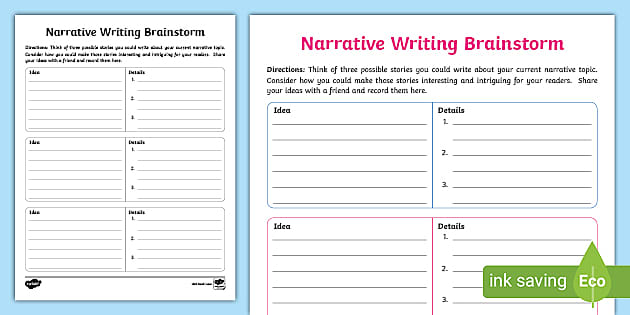 Narrative Writing Brainstorm Graphic Organizer 