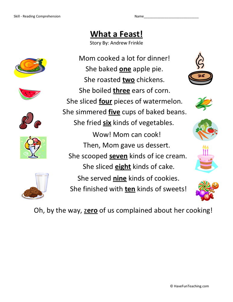story comprehension worksheet first grade