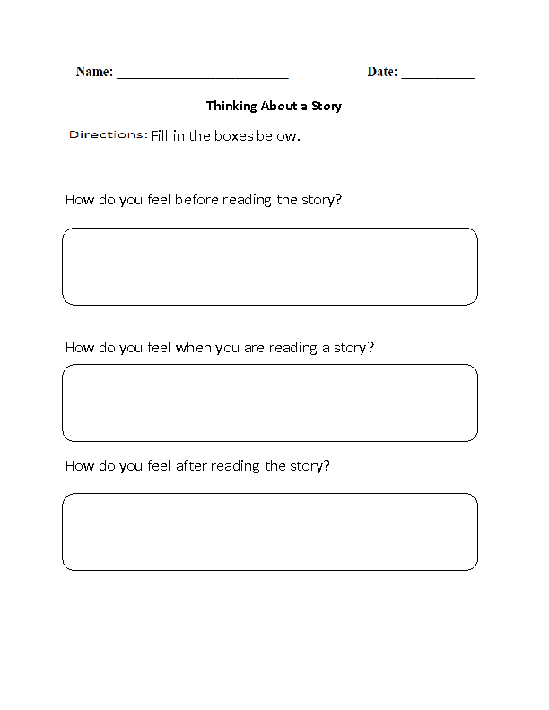 Reading Comprehension Worksheets | Thinking About a Story Reading ...