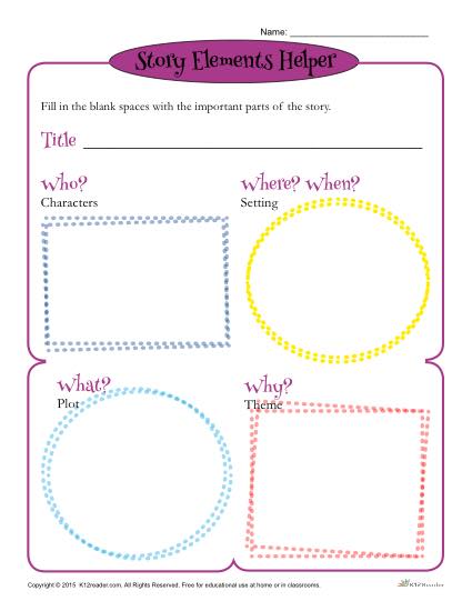 story element worksheet 2nd grade
