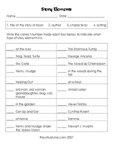 Story Elements Worksheet for 3rd - 4th Grade | Lesson Planet