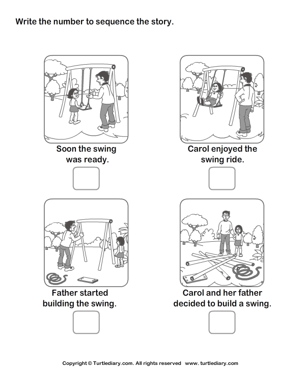Story Sequencing Carol and Swing | Turtle Diary Worksheet