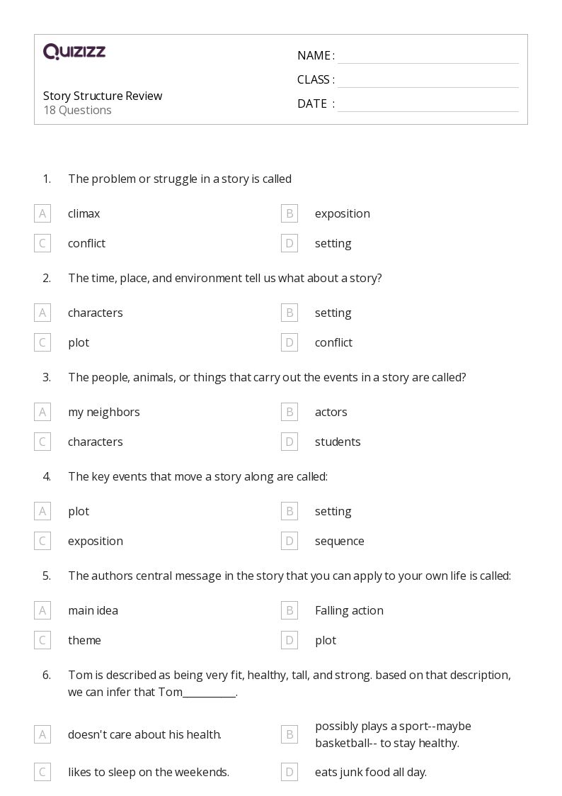 story structure worksheet 4th grade