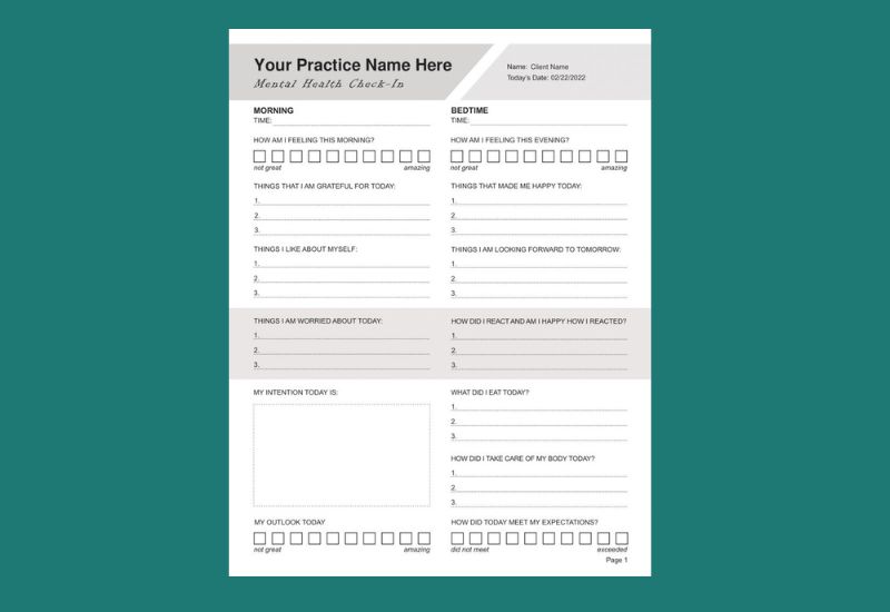 stress management plan worksheet