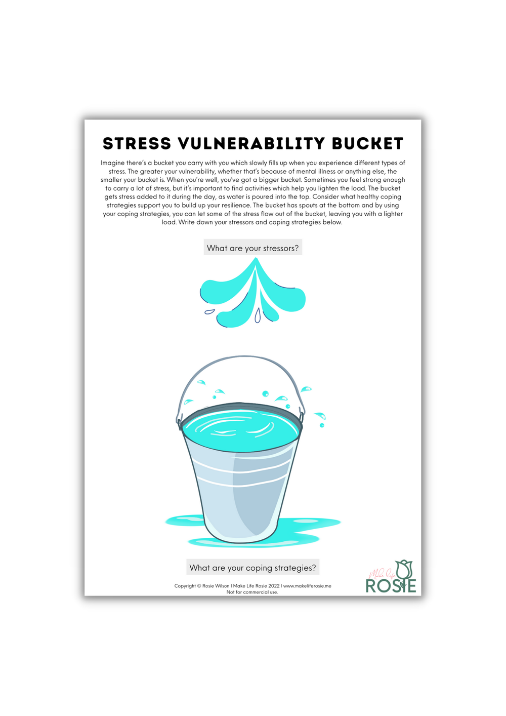 stress worksheet for teens