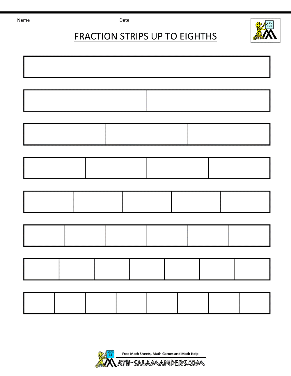 strip fraction worksheet