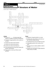 Structure of Matter Worksheet for 8th - 9th Grade | Lesson Planet