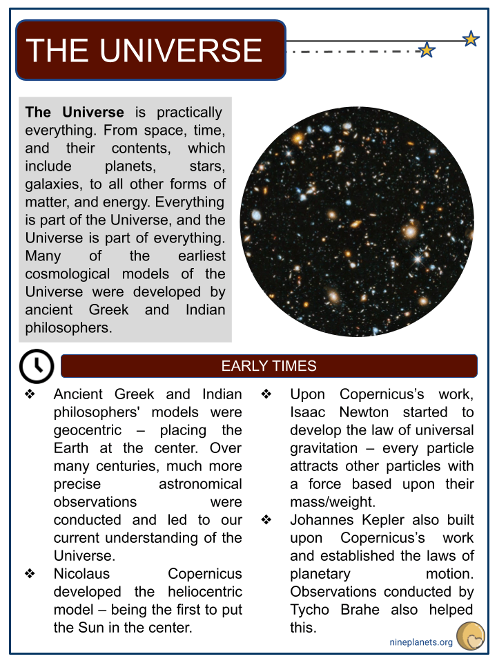 structure of the universe worksheet