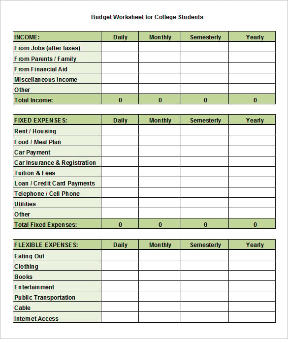 College Budget Template - 10+ Free Word, PDF, Excel Documents ...