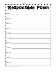 student worksheet on responsibility
