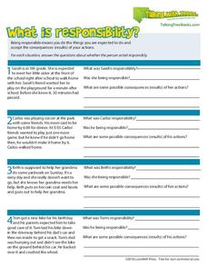 What is Responsibility? Worksheet for Kindergarten - 5th Grade ...