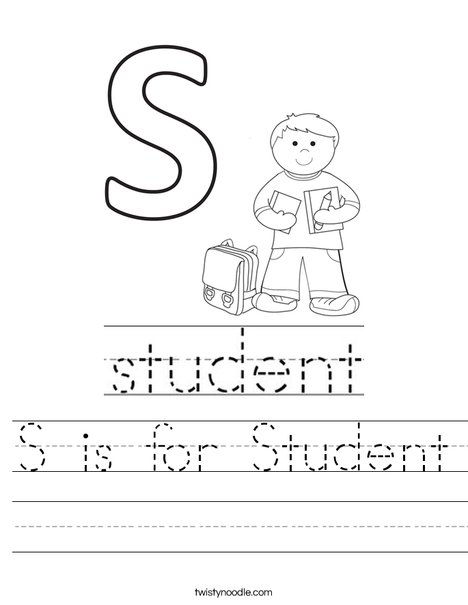 S is for Student Worksheet - Twisty Noodle
