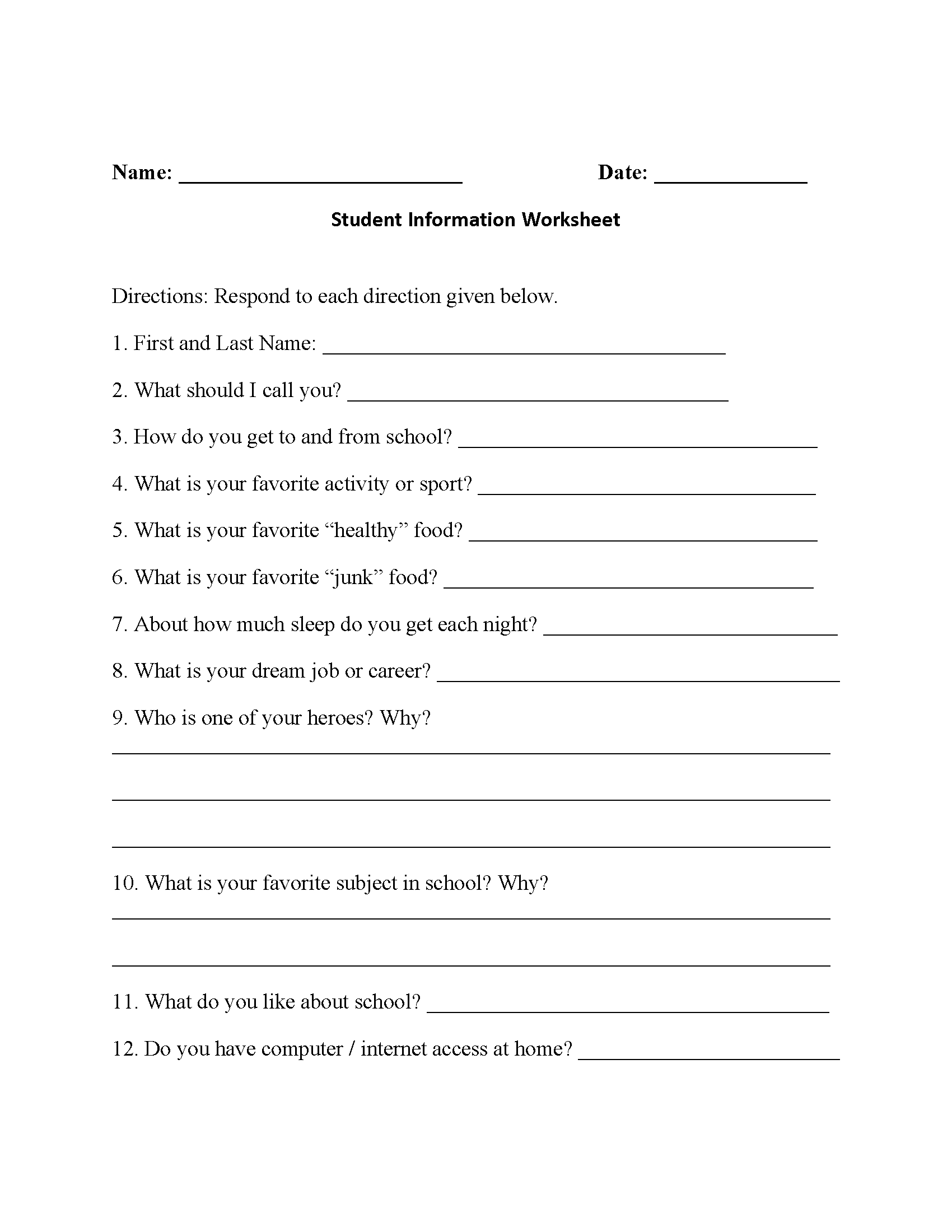 worksheets library | Back to School Worksheets