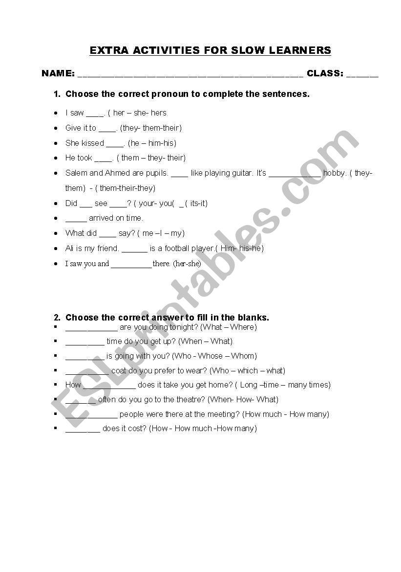 Wonderful activities for weak students - ESL worksheet by Adola
