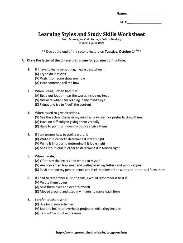 Study skills worksheets: Fill out &  sign online | DocHub