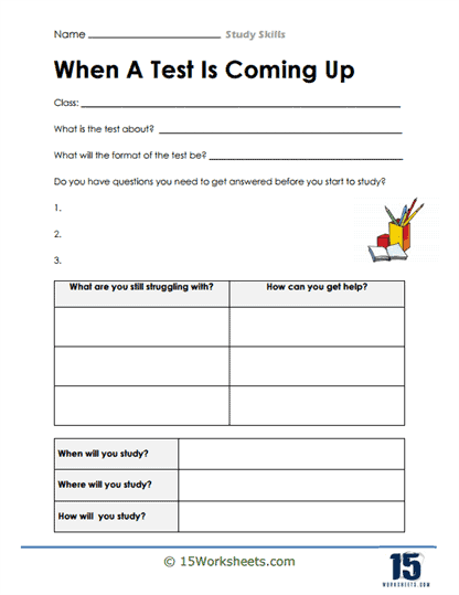 study skills worksheet for middle school