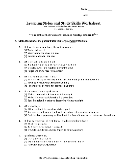 Study Skills Worksheets - TheWorksheets.CoM - TheWorksheets Library