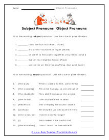 subject and object pronouns worksheet