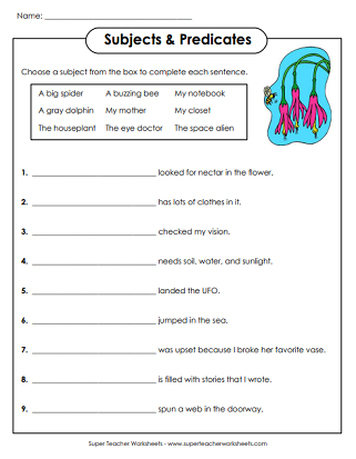 Subject and Predicate Worksheet - Mr. Morton | TPT