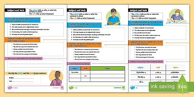 subject and verbs worksheet
