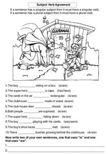 Subject Verb Agreement Worksheet for 2nd - 3rd Grade | Lesson Planet