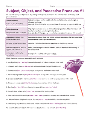 subject object pronouns worksheet