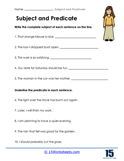 Subject and Predicate Worksheets - 15 Worksheets Library